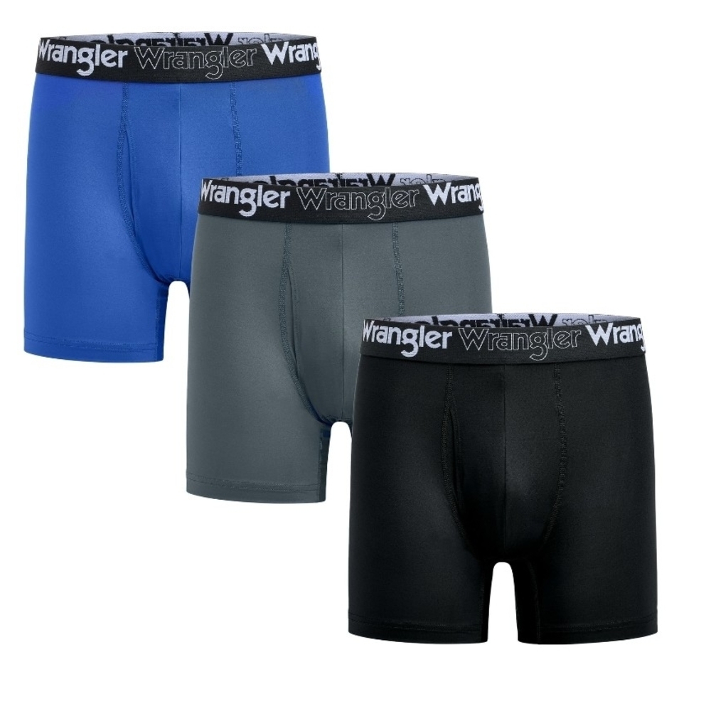 Wrangler Men's Boxer Briefs - Blue, Gray, and Black